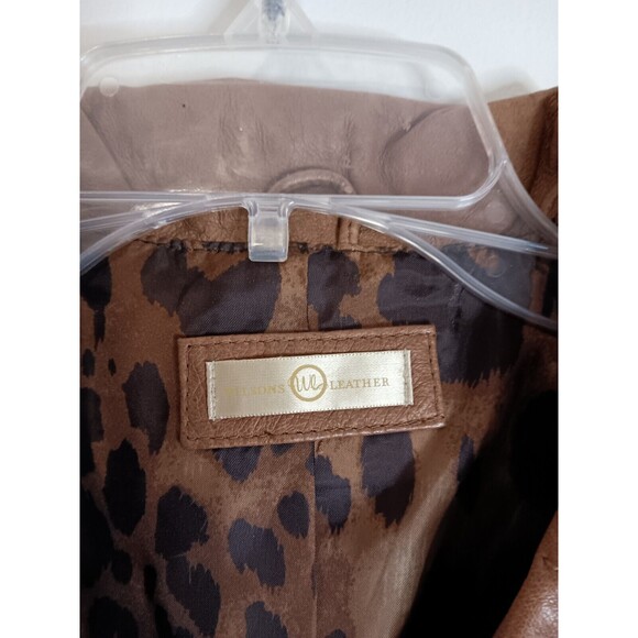 Vintage Wilsons Leather Brown Blazer Jacket Size Large Mid Length - Picture 2 of 3